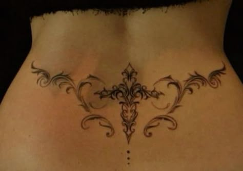 lower back tattoo,, tramp stamp,, girl,, feminine,, baddie Back Stamp Tattoo, Tramp Stamp With Dermals, Double Tramp Stamp, Tramp Stamps Ideas, Back Tramp Tattoo, Tramp Stamp Tattoo Aesthetic, Back Lower Tattoo, Tramp Stamps Tattoo, Baddie Tramp Stamp