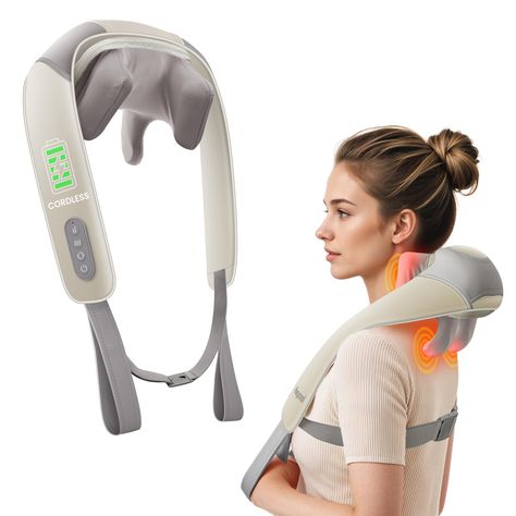 PRICES MAY VARY. 4D Kneading Massage to relax your neck and shoulders: Heycool Shiatsu Neck Back Massager provide 4D Kneading massage to bring you comfortable massage experience, relax neck muscle tension. Soothing Heat for comfort: Heycool Neck Shoulder Massager provides soothing heat for relaxation. 2 Heating Levels are adjustable. Cordless Deisgn for Easy Use: Heycool Neck Massager is cordless for convenient use. This shoulder massager can last about 70 minutes on a single charge. User-friend Trigger Points Neck, Neck And Shoulder Muscles, Pillow For Neck, Electric Massagers, Neck And Back Massager, Neck Relief, Massage Pillow, Shoulder Massage, Neck Massager