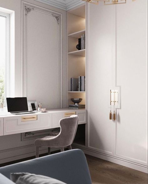 Office With Wardrobe, Cloffice Ideas, Design My Room, Bedroom Built Ins, Stylish Bedroom Decor, Luxury Mansions Interior, Modern Home Offices, Closet Renovation, Wardrobe Room