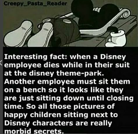 Disney Employee, Cartoon Theories, Creepy Disney, Short Scary Stories, Short Creepy Stories, Disney Secrets, Disney Theory, Scary Facts, Creepy Facts