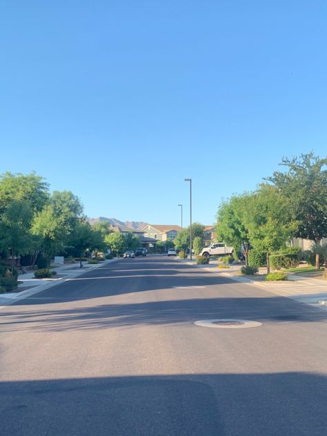 Arizona Neighborhood, Aesthetic Neighborhood, Massachusetts Aesthetic, Blue Neighbourhood, Arizona House, Arizona Photography, Moving Abroad, Gilbert Arizona, American House