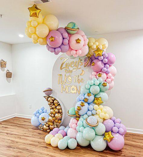 Zoey’s trip TWO the Moon 🌙 • We had so much fun creating and making this one 🤗 pastel colors are a favorite for us 💓 this is our second ye… | Instagram Two The Moon, Birthday Backdrop, Pastel Colors, The Moon, Balloons, This Is Us, Pastel, Moon, Birthday