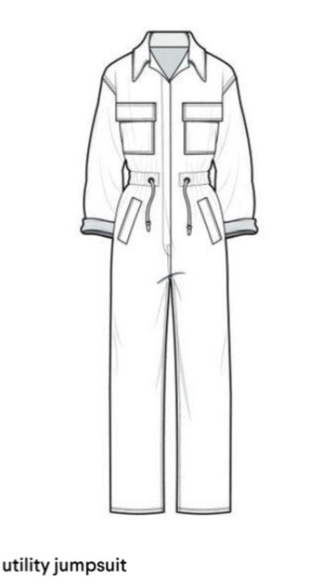 Jumpsuit Flat Sketch, Jumpsuit Technical Drawing, Jumpsuit Sketch, Jumpsuit Drawing, Pola Jumpsuit, Suit Drawing, Clothing Templates, Clothes Illustration, Flat Drawings