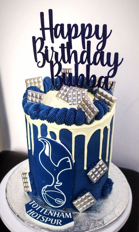 Man City Birthday Cakes, 18th Birthday Cake Blue And White, Tottenham Hotspur Cake, Spurs Birthday Cake, Spurs Cake Tottenham Hotspur, Spurs Cake, Tottenham Cake, Soccer Cakes, Boyfriend Ideas