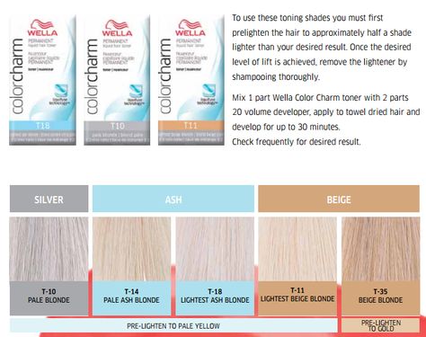 Wella toners chart Toner Chart, Wella Toner Chart, Wella Hair Color Chart, Wella Hair Toner, Wella Color Charm Toner, Toner For Blonde Hair, Light Ash Blonde Hair, Wella Toner, Blonde Toner