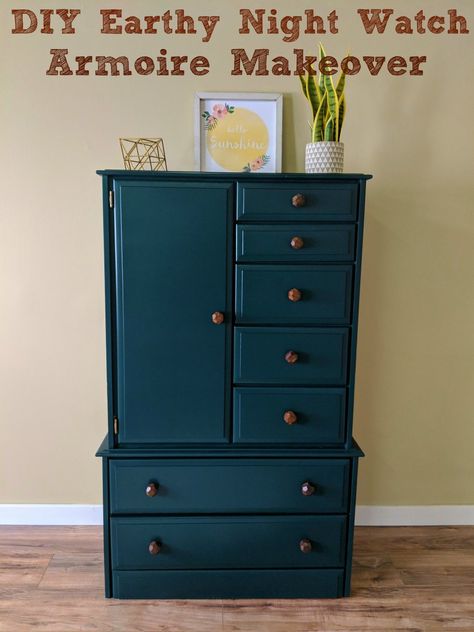 Wardrobe Paint Ideas, Cool Dressers, Thrifted Furniture, Rehab Addict, Wooden Armoire, Armoire Makeover, Flip Ideas, Painted Armoire, Dresser Ideas