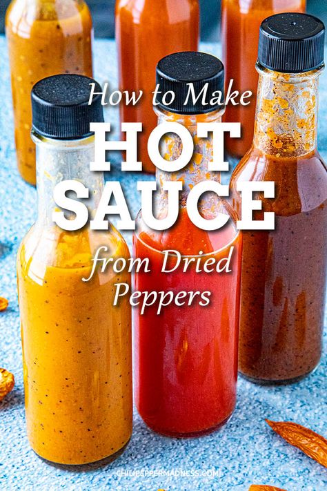 Make Hot Sauce, Chili Powder Recipe, Hot Pepper Recipes, Hot Sauce Recipe, Homemade Hot Sauce, Dried Chili Peppers, Homemade Sauce Recipes, Hot Sauce Recipes, Dried Peppers