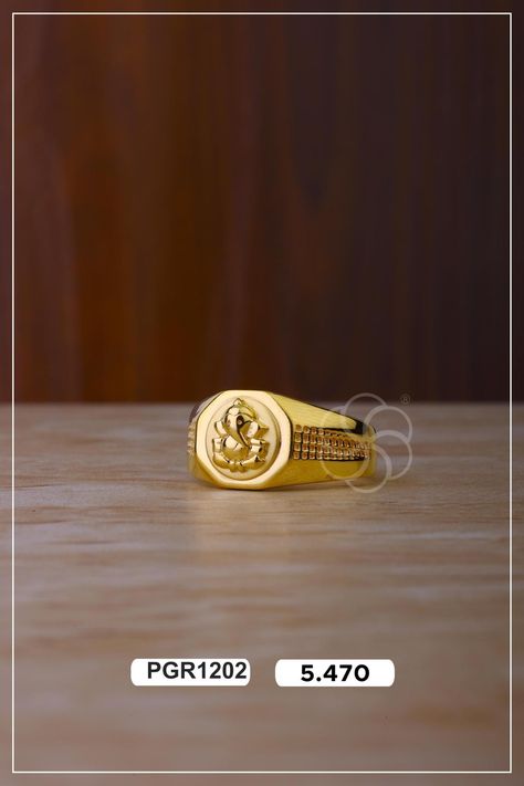 KUBER JEWELLERS R10 Gents Finger Ring Gold, Hanuman Rings For Men Gold, Finger Ring Design For Men, Ganesh Rings For Men Gold, Mens Finger Rings Gold, Gents Ring Gold, Golf Ring, Malabar Jewellery, Gents Gold Ring