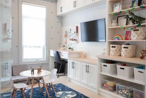 main floor playroom | Portfolio Playroom Desk, Design Portfolio Inspiration, Kids Bathroom Design, Kids Interior Design, Office Playroom, Boy Bedroom Design, Toy Room, Study Nook, Playroom Design