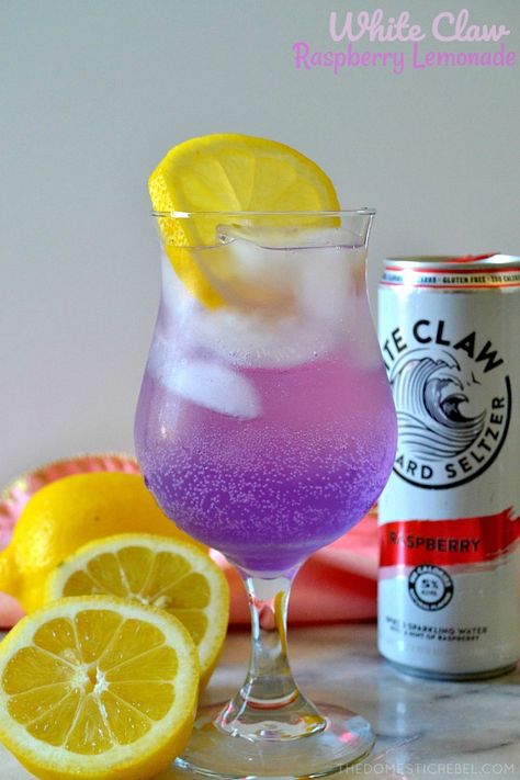 This White Claw Raspberry Lemonade Cocktail is trendy, bubbly, pretty and sweet, just like Libras in my Zodiac Cocktail Series! This gorgeous cocktail even has a magical color-changing component you can't miss! Truly Lemonade Cocktails, White Claw Drinks, White Claw Cocktails, Seltzer Cocktails, White Claw, Sorbet Float, Lemonade Simple Syrup, Fuzzy Navel, Raspberry Vodka