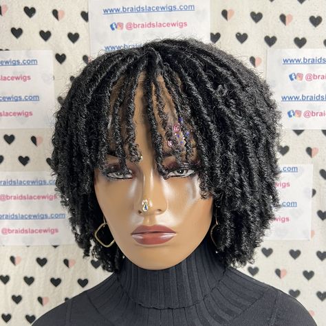 Short Faux Locs Wig Dreadlock Synthetic Afro Twist Braided Wigs For Black Women by BraidsLaceWig on Etsy Short Faux Locs, Faux Locs Bob, Faux Locs Wig, Dread Wig, Afro Twist Braid, Braided Wigs For Black Women, Short Dreads, Afro Twist, Lace Braid