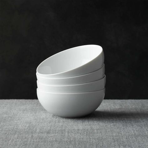 Bistro Serveware | Crate and Barrel Buffet Dishes, White Pasta Bowls, White Dinnerware Set, Apartment Items, Black Bowl, White Dinnerware, Dinner Bowls, Porcelain Dinnerware, White Bowls