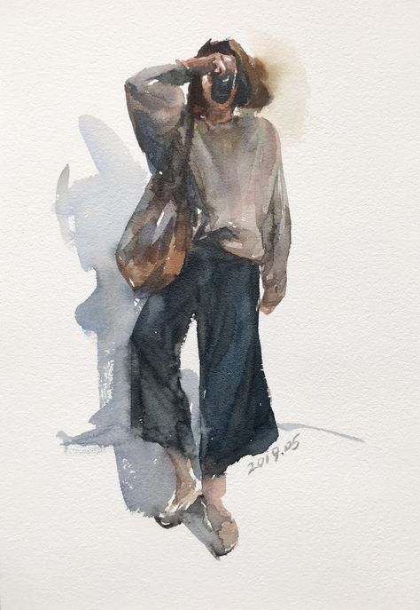 Watercolour Life Drawing, Watercolor Sillouhette Painting, Surreal Watercolor, Watercolor Figures, Watercolor Fashion Sketch, Nature Watercolor Art, Watercolor People, Human Painting, Abstract Figure Art