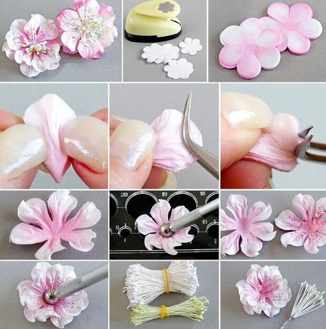 Foamiran Flowers, Fondant Flower Tutorial, Diy Flores, Made Flowers, Miniature Flowers, Make Flowers, Pictures Of Flowers, Craft Flowers, Making Flowers