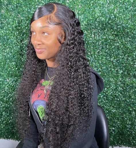 Side Part Wet And Wavy Frontal, Curly Wig With Swoop, Side Part Curly Wig, Nice Wigs, Best Braid Styles, Straightening Natural Hair, Frontal Wig Hairstyles, Lace Fronts, Straight Weave Hairstyles