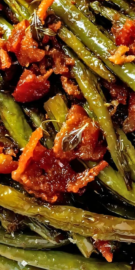 This delicious crack green beans recipe is made with tender green beans, cooked crispy bacon, and coated in brown sugar and soy sauce. It's filled with sweet, savory, and umami flavors for the perfect holiday side dish! You'll love every flavorful bite! Worcestershire Green Beans, Green Bean Recipes With Soy Sauce, Green Bean Recipes Brown Sugar, Arkansas Green Beans Recipes, Southern Bean Recipes, Sweet And Spicy Green Beans, Carrot And Green Bean Recipe, Bacon Brown Sugar Green Beans, Mississippi Green Beans