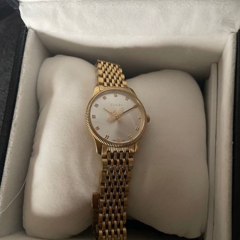 Gold Gucci Timeless Watch Gucci Timeless Watch Women, Gucci Gold Watch, Gucci Watch Women, Timeless Watch, Pretty Watches, Money Fashion, Timeless Watches, Gold Watches, Vintage Watches Women