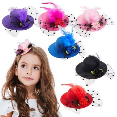 Tea Party Hats For Women, Mini Tea Party, Tiny Hat, Hair Fascinators, Tea Hats, Fancy Hair, Tea Party Favors, Girls Tea Party, Fascinator Hairstyles