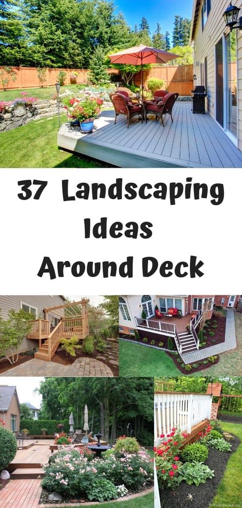 37 Beautiful Landscaping Ideas Around Deck - Plasticine House Landscaping Ideas Around Deck, Landscaping Around Deck, Deck Landscaping, Beautiful Landscaping, Floating Deck, Small Deck Decorating Ideas, Deck Decorating Ideas, Decks Backyard, Backyard Deck