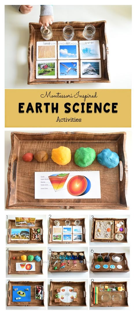 Earth Science for kids #science #kidsactivities #activitytrays #montessori #earthday Earth Science Activities, Montessori Science, Montessori Geography, Montessori Elementary, Montessori Lessons, Montessori Method, Diy Montessori, Montessori Homeschool, Montessori At Home