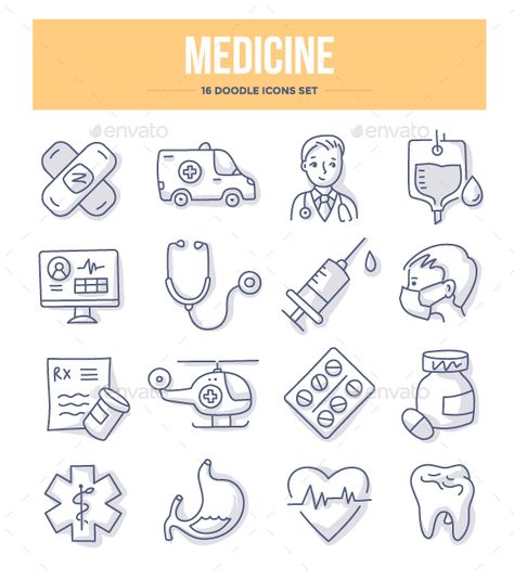 #Medicine #Doodle #Icons - Miscellaneous Icons Icons For Website, Nurses Week Quotes, Calendar Doodles, Medicine Illustration, Banner Doodle, Doodle Icons, Health Icon, Doodle Vector, Medical Icon