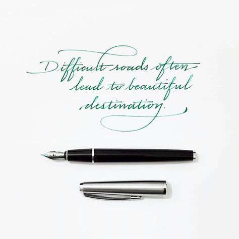 A fountain pen is one of many preferred calligraphy tools that most people use for its practices. Let's find out how to use the tool correctly! Modern Calligraphy Quotes, Pen Quotes, Fountain Pens Calligraphy, Calligraphy Tools, Handwritten Quotes, Calligraphy Words, Calligraphy Quotes, Calligraphy Handwriting, Hand Lettering Tutorial