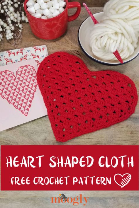 Heart Shaped Crochet, Crocheted Heart, Crochet Valentine Patterns, Granny Stitch, Crochet Heart Pattern, Dishcloth Crochet Pattern, Valentines Patterns, Crochet Dishcloth, Crochet Coaster Pattern