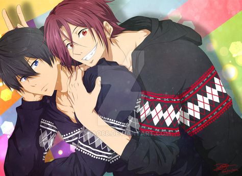 Rin X Haru, Free! Rin, Live Drawing, I Love Swimming, Free Eternal Summer, Splash Free, Free Iwatobi Swim Club, Free Iwatobi, Matching Sweaters