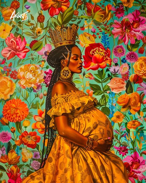 Mother And Child Art, Black Background Painting, Background Painting, Kehinde Wiley, Child Art, Afrocentric Art, Meaningful Art, Afro Art, African American Art