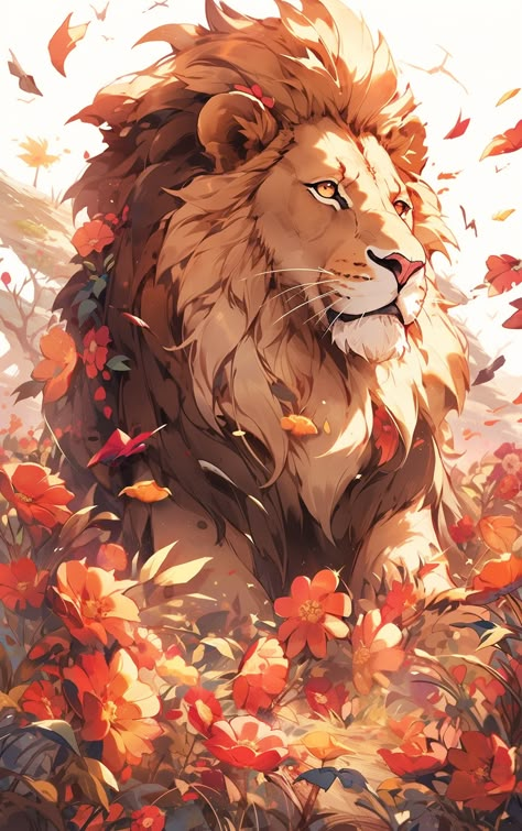 Beutiful lion with nature Environment Clipart Whit Lion Drawing Wallpaper, Lion Character Design, Lion Anime, Fantasy Lion, Anime Lion, Lion Cartoon, Illustration Kunst, Nature Environment, Lion Drawing