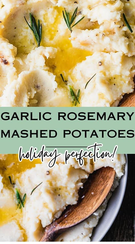 Discover the secret to creamy perfection with our garlic rosemary mashed potatoes recipe! Creamy, velvety, and bursting with flavors, this dish features the subtle notes of garlic and the freshness of rosemary. A must-have for food enthusiasts! Garlic Rosemary Mashed Potatoes, Rosemary Mashed Potatoes, Truffle Mashed Potatoes, Roasted Garlic Mashed Potatoes, Rosemary Garlic, Garlic Mashed Potatoes, Vegan Side Dishes, Mashed Potato Recipes, Garlic Mashed