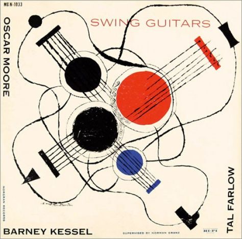 Barney Kessel  "Swing Guitars" Norgran Records MG N 1033 12" LP Vinyl Record (1955) Album Cover Art by David Stone Martin Jazz Vinyl Cover, Jazz Album Art, David Stone Martin, Jazz Album Covers, David Stone, Cool Album Covers, Jazz Poster, Jazz Art, Music Illustration