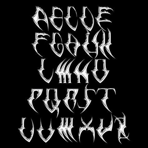 Metal Typography, Decorative Typeface, Tattoo Lettering Alphabet, Gothic Lettering, Metal Font, Graffiti Lettering Fonts, Tattoo Lettering Fonts, Gothic Fonts, Font Graphic