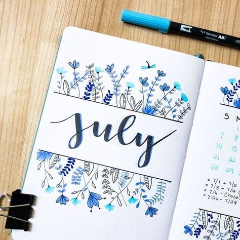 Aesthetic 2022 July Bullet Journal Theme Ideas ⋆ Sheena of the Journal To Do Bullet Journal, July Cover Page, Bullet Journal Month, Bullet Journal Banner, Bullet Journal Notes, Bullet Journal Mood, Bullet Journal Aesthetic, Bullet Journal Notebook, Bullet Journal Design Ideas