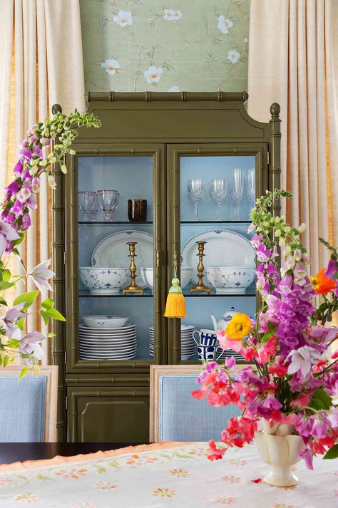 Colorful Eclectic, Eclectic Dining Room, The Shade Store, Eclectic Dining, Wicker Coffee Table, English Country House, Whimsical Design, Faux Bamboo, Home Tour