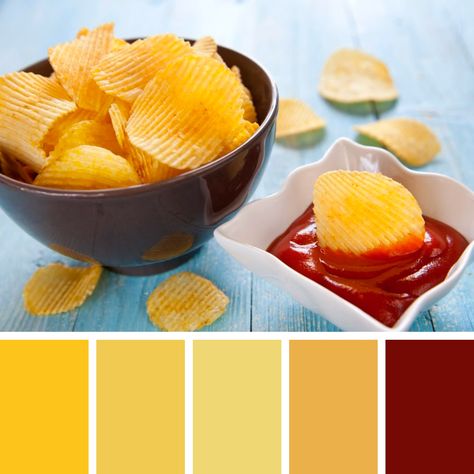 Potato Color Palette, Corn Moon, Lays Chips, Food Inspired, Blue Corn, Potato Chips, Color Pallets, Ketchup, Colour Palette