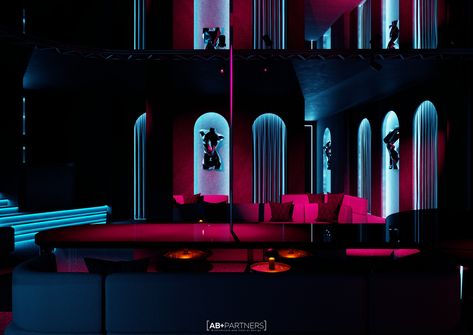 Strip Club Interior Design, Night Club Design Interior, Strip Club Interior, Club Design Interior, 50s House, Club Interior, Club Furniture, Cash Cow, Nightclub Design