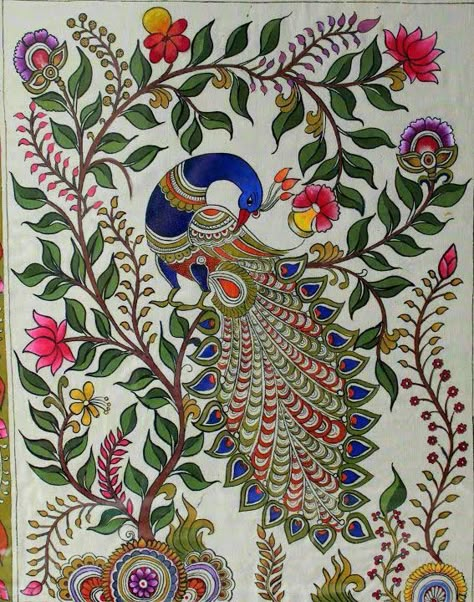 Kitchen Room Designs, Madhubani Paintings Peacock, Mithila Art, Kalamkari Art, Indian Traditional Paintings, Tree Sketch, Gond Art, Kalamkari Designs, Gond Painting