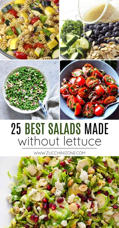 Non Traditional Salad Recipes, Non Lettuce Salads Healthy, Salad Ideas No Lettuce, Non Lettuce Salad Recipes, Vegetable Salads Without Lettuce, Non Leafy Salad, Salad No Lettuce Recipes, No Leaf Salad, Salads Without Lettuce Recipes