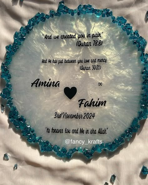 Exquisite Geode wedding plaque in golden shade. . Size -12 inches . #resinartwork #resinartist #resincrafts #resinart #resinweddingplaque #weddingplaque Wedding Plaques, Wedding Plate, Geode Wedding, Wedding Plates, Resin Ideas, Resin Design, Resin Artwork, Dress Designs, Resin Crafts