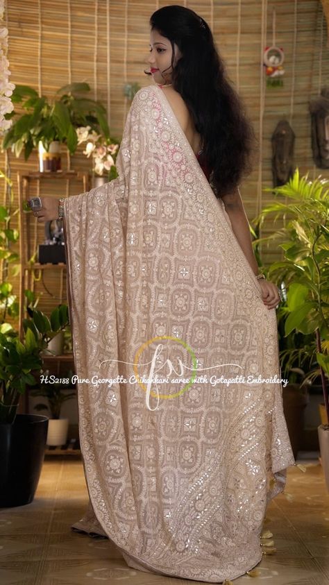 Pure Georgette Chickenkari saree . #dfeminineshoppeestore DM for orders!!!!!!!. Dr Neeta sharma -8827366281 . . #georgettechikenkarisaree #georgettesaree #puregeorgettesaree #puregeorgette #chikenkarisaree #kotafabrickurtis #modalsm #Fashion #Style #InstaFashion #Vintage #FashionBlogger #Fashionista #StreetStyle #Stylish #WomensFashion #InstaStyle Chikankari Saree Styling, Chikankari Saree Georgette, Chickenkari Saree, Saree Styling, Trendy Saree, Chikankari Saree, Saree Georgette, Indian Groom Wear, Model Blouse