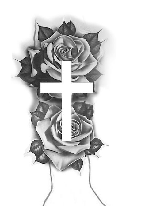 Roses Tattoo Men, Gio Tattoo, Rose Cross Tattoo, Cruz Tattoo, Rose Drawing Tattoo, Rose Stencil, Rose Tattoos For Men, Pretty Hand Tattoos, Cross Tattoo Designs