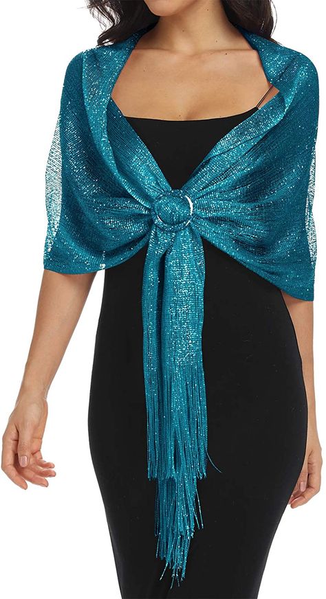 Shawls for Women Gift for Friend Christmas Teal at Amazon Women’s Clothing store Evening Shawls And Wraps, Classy Jumpsuit, Gold Evening Dresses, Evening Shawls, Evening Party Dresses, Dress With Shawl, Women Shawl, Dark Gold, Evening Party Dress