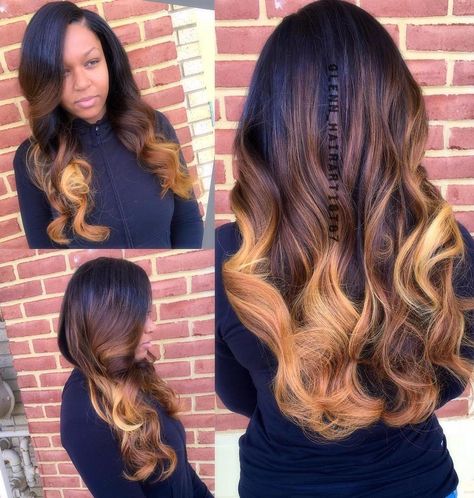 black to caramel ombre weave Ombre Weave, Caramel Ombre, Real Hair Wigs, American Hairstyles, Haircut Types, Frontal Hairstyles, Ombré Hair, Glitter Acrylics, African American Hairstyles