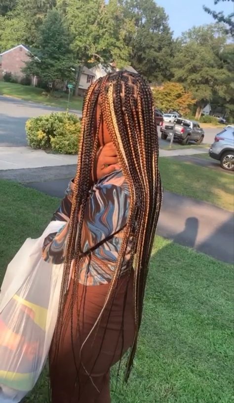 Medium Knotless Braids, Medium Knotless, Colored Box Braids, Big Box Braids Hairstyles, Colored Braids, Goddess Braids Hairstyles, Quick Natural Hair Styles, Box Braids Hairstyles For Black Women, Cute Braided Hairstyles