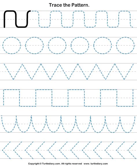 Download and print Turtle Diary's Pattern Tracing worksheet. Our large collection of math worksheets are a great study tool for all ages. Shape Tracing Worksheets, Pattern Worksheet, Preschool Tracing, Pre Writing Activities, Tracing Worksheets Preschool, Shapes Worksheets, Preschool Writing, Handwriting Worksheets, Tracing Worksheets