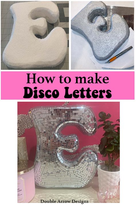 Creat these fun disco letters for disco ball decor trend! Made one ofr my daughter, Emma she flipped over this! Glam And Glitter Theme Party, Disco Decor Ideas, Diy Disco Decorations, Disco Theme Party Decorations Diy, Disco Ball Prom Theme, Diy Disco Cowgirl Decor, Disco Ball Decor Diy, Disco Ball Party Ideas, Disco Decorations Diy