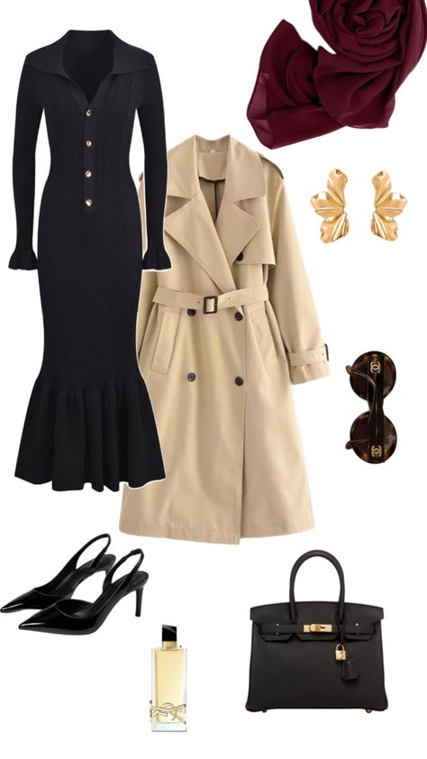 #trenchcoat #hijabi #fall #datenight modal hijab, gold earrings, chanel sunglasses, ysl libre, birken, long maxi dress, fall modest dress, pointed heels Maxi Dress Fall, Modal Hijab, Ysl Libre, Earrings Chanel, Modest Dress, Chanel Sunglasses, Pointed Heels, Long Maxi, Elegant Outfit