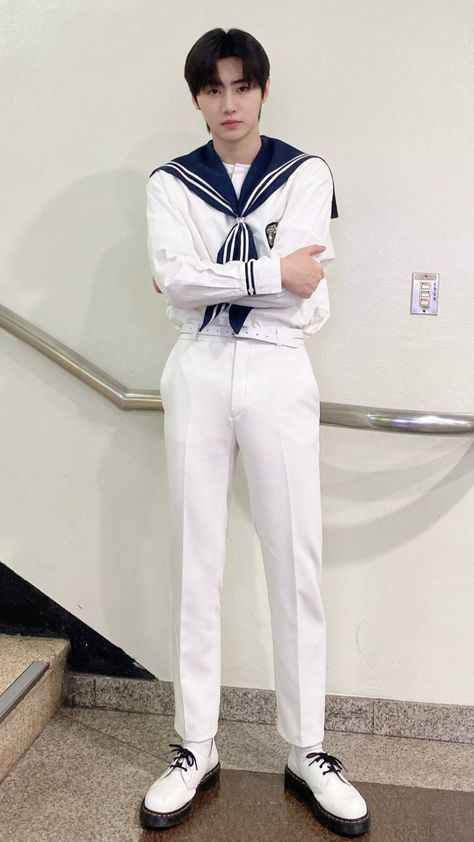 Sailor Outfit Mens, Sunghoon Fashion, Sailor Clothes, Normcore Style, Sailor Outfit, Sailor Suit, Clothes Men, Sunghoon Enhypen, Park Sunghoon