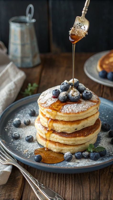 The Best Fluffy Pancakes  Recipe in 2025 Eggs And Pancakes Breakfast, Yeasted Pancake, Pancakes Photography, Pancake Photography, Pancake Aesthetic, Aesthetic Pancakes, Best Fluffy Pancakes, Fluffy Pancakes Recipe, Pancakes Aesthetic